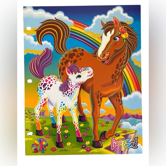 VTG 90s LISA FRANK Rainbow Chaser & Lollipop Horse Sisters Pocket Folder Rare - Picture 1 of 5